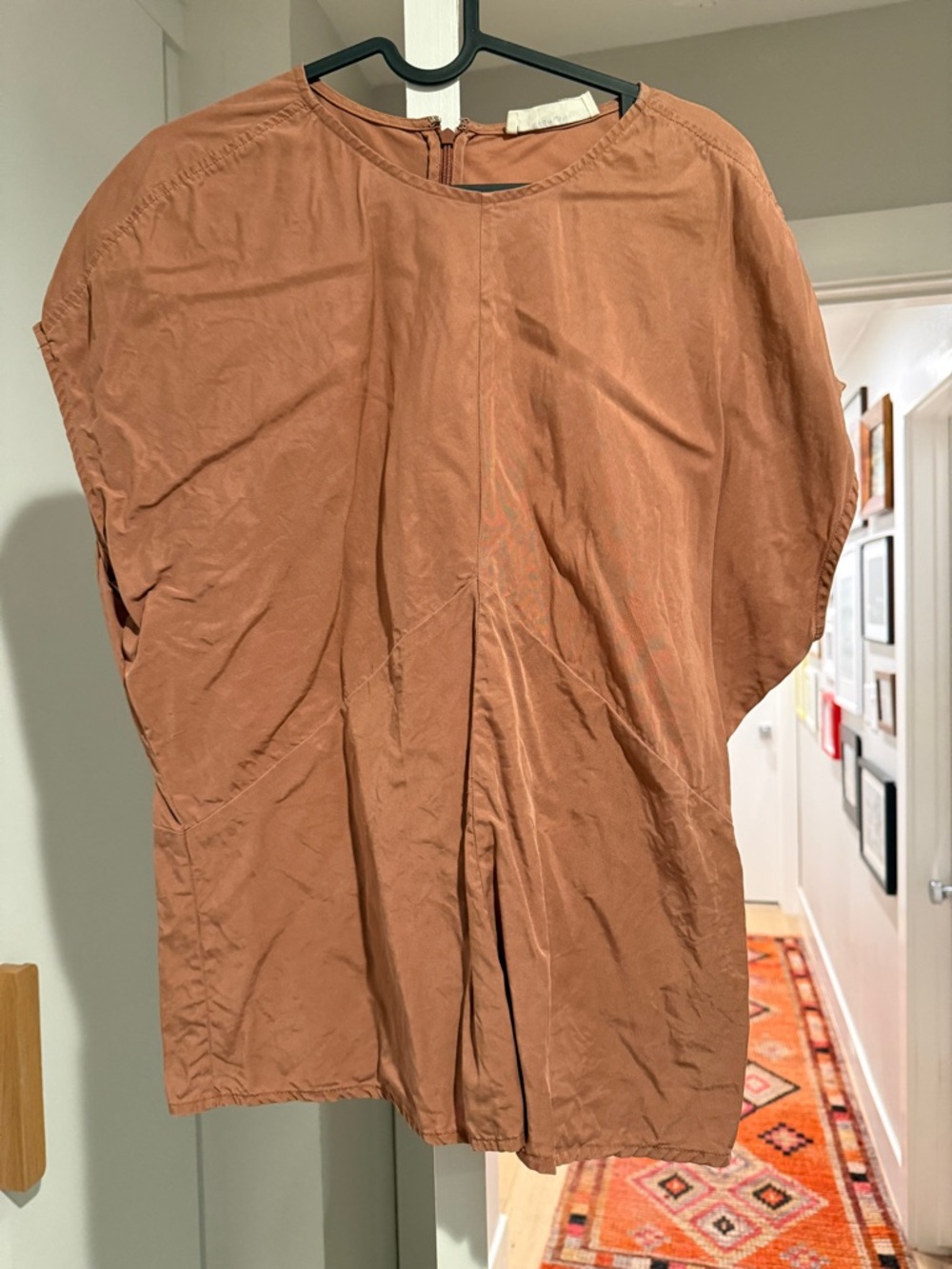 Everlane Women's Short-Sleeve Lightweight Blouse— Rust Brown